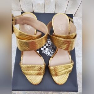 Vince Camuto Ankle Strap Sandals, Gold, 7 1/2 M, Slightly Worn